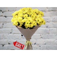 Bouquet of Bright Chamomile Chrysanthemums in Craft
