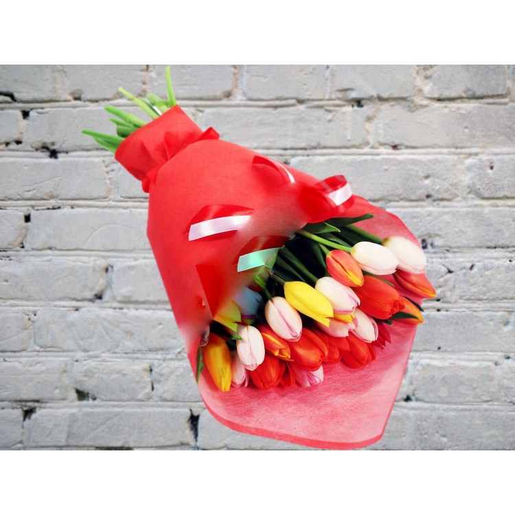 Sale Bouquet of Multicolored Tulips
