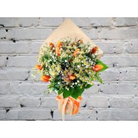 Bouquet with Matricaria and Tulips
