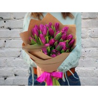 Bouquet of Purple Tulips in a Package
