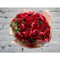 Букет Бордовых Пионов №14
