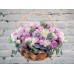 Sale Basket with White and Pink Peonies with Eucalyptus