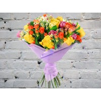Bouquet with Tulips and Matricaria
