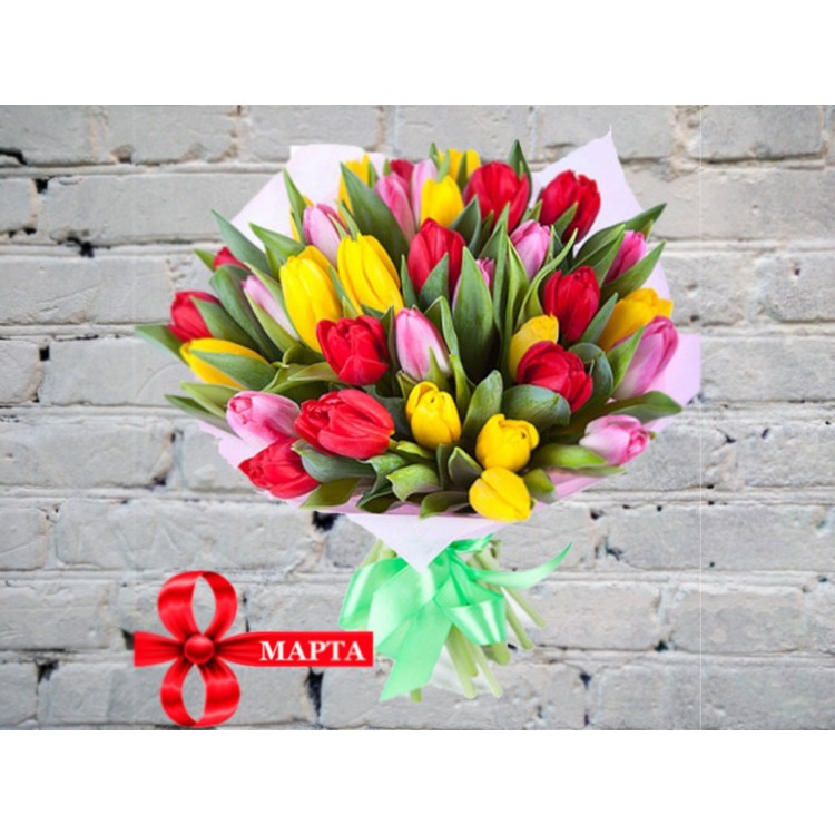 Букет Тюльпанов в Розовом Фетре
