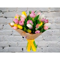 Букет из Тюльпанов Розовых, Белых, Желтых
