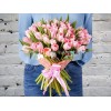 Букет из Розового Тюльпана в Атласной Ленте
