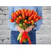 Букет из Оранжевого Тюльпана в Атласной ленте
