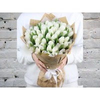 Bouquet of White Tulip in a Double Package

