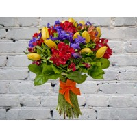 Bouquet of Red Alstroemeria with Tulips
