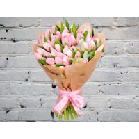 Bouquet of 45 Pink Tulips

