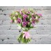 Sale Bouquet with White Tulips and Pink Statice with Green Bell