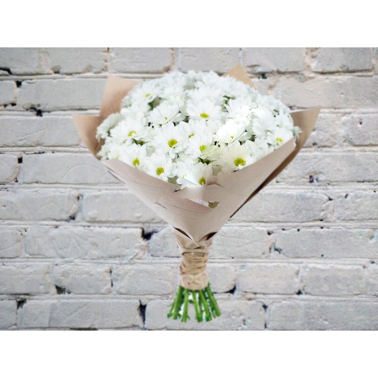 Sale Bouquet with White Chrysanthemum in Craft
