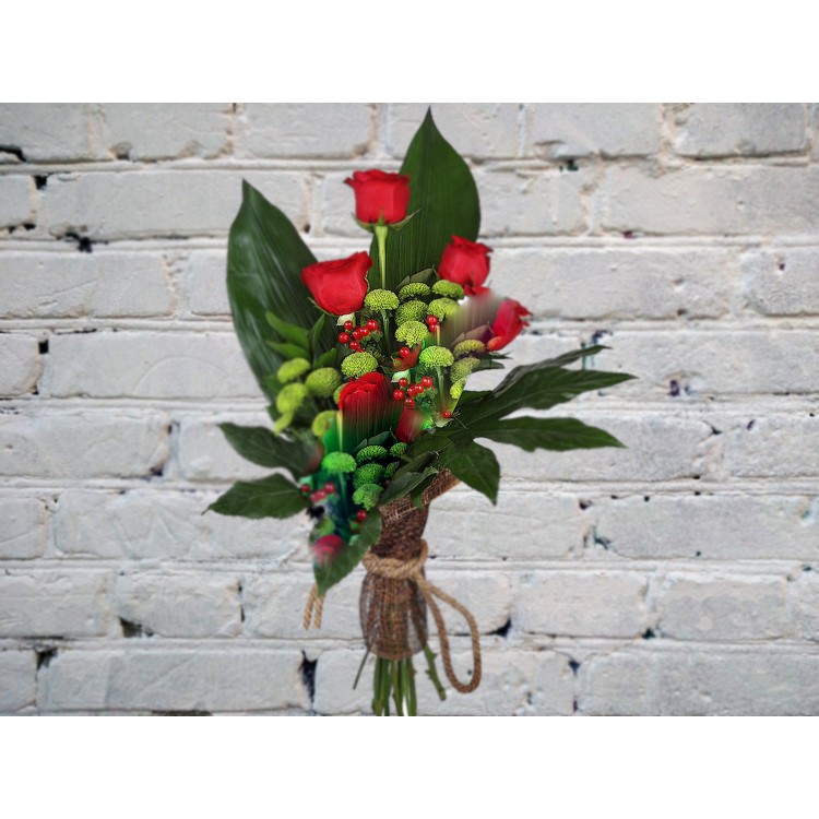 Букет с Розами и Аспидистрой
