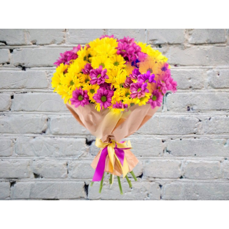 Букет с Яркими Хризантемами
