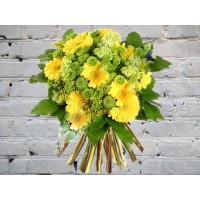 Bouquet with yellow gerberas and chrysanthemum
