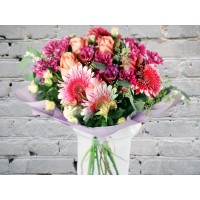 Букет с Розами и Розовыми Герберами
