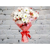 Bouquet with Bush Chrysanthemum and Hypericum

