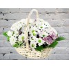 Basket with White Chrysanthemum
