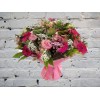Букет с розовой розой, хризантемой и герберами
