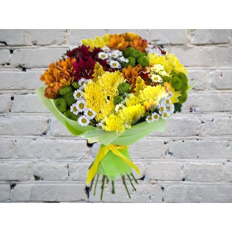 Sale Bouquet of 21 multi-colored chrysanthemums

