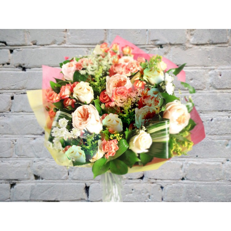 Sale Bouquet of Peony-shaped Roses and Carnations
