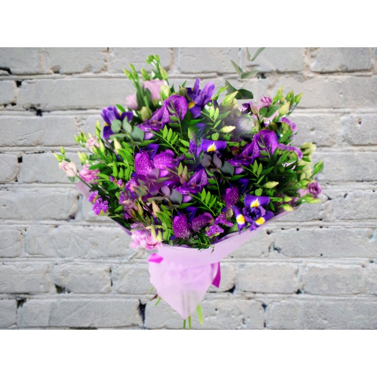 Букет с Вандой и Кустовой Розой
