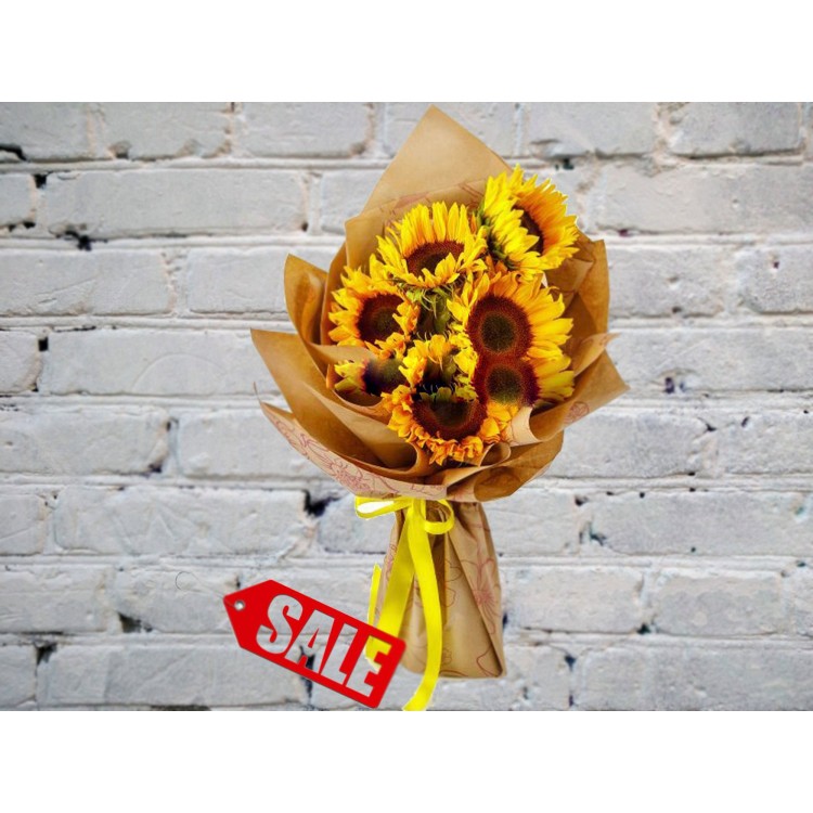 Букет Солнечный из 5 Подсолнухов!
