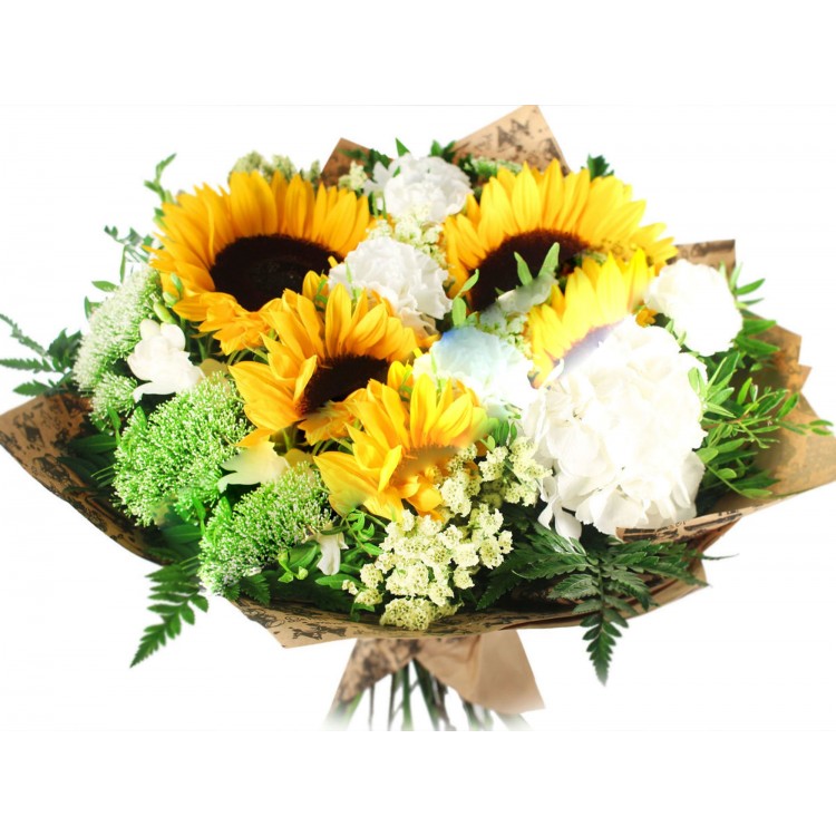 Sale Bouquet with Sunflowers and Hydrangea
