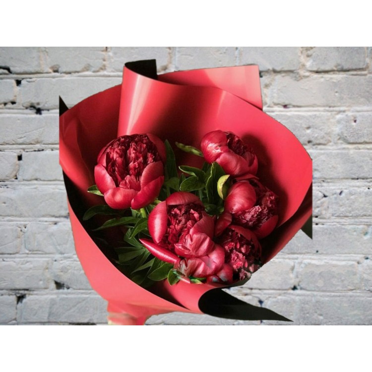 Букет Бордовых Пионов №8
