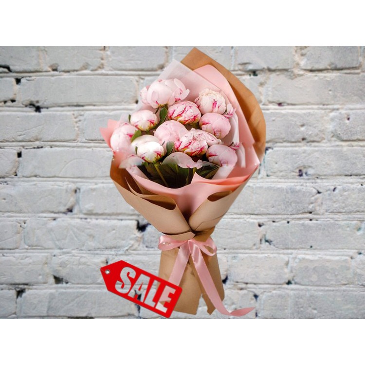 Букет Розовых Пионов в Упаковке

