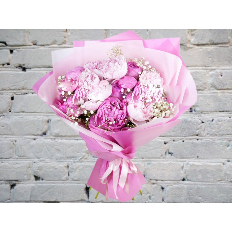 Sale A bouquet of Pink and Crimson Peonies in a Beautiful design
