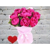 Bouquet of Cyclamen Peonies with Ruskus
