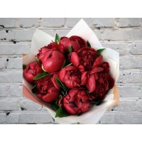 Букет Бордовых Пионов №10
