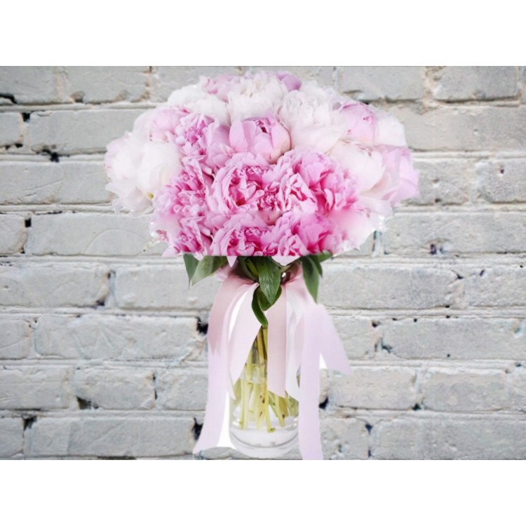 Sale Bouquet of Peonies in a Glass Vase
