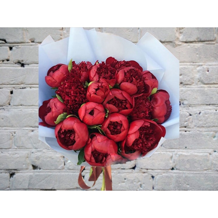 Букет Бордовых Пионов №11
