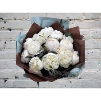 Bouquet of White Peonies with Eucalyptus No. 7
