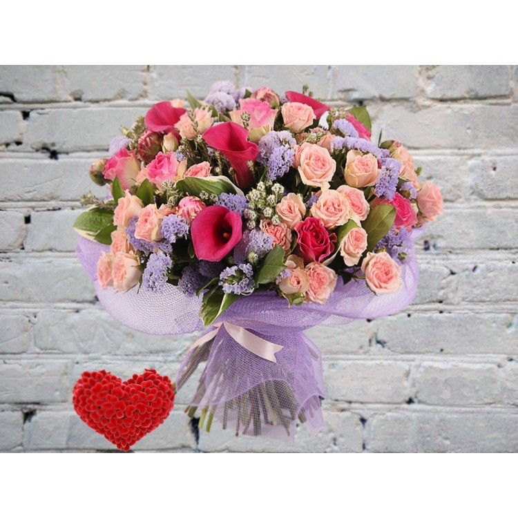 Sale Bouquet of Calla lilies, Bush roses and Peonies
