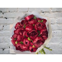 Букет Бордовых Пионов №12
