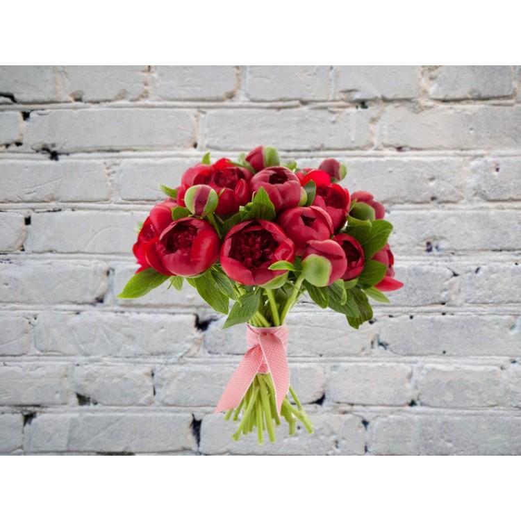 Букет из 25 Бордовых Пионов
