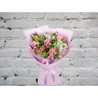 Букет Альстромерий в Нежно-Розовой Матовой упаковке
