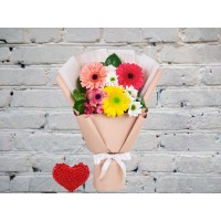 Bouquet with Gerberas, Chrysanthemum and Alstroemeria
