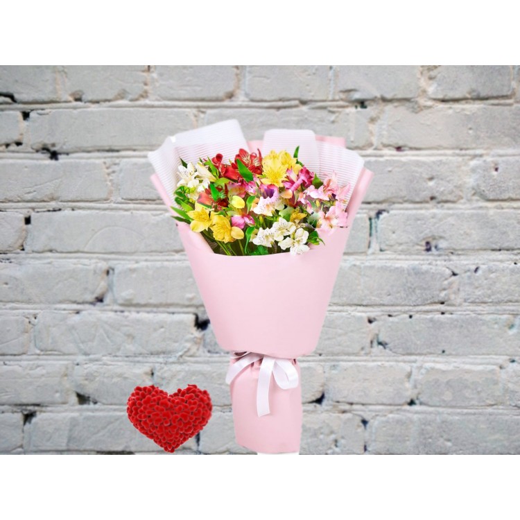 Букет Альстромерий разноцветных в Матовой упаковке
