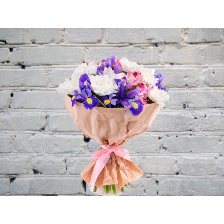 Sale Bouquet with Chrysanthemum and Irises
