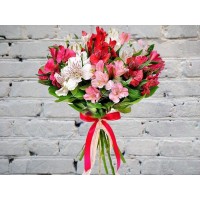 Bouquet of White, Pink and Red Alstroemeria

