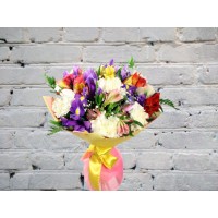 Bouquet with Carnation, Alstroemeria and Irises
