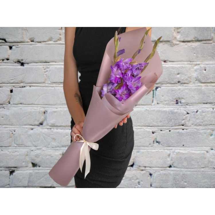 Sale Bouquet of Lilac Gladioli in Matte packaging
