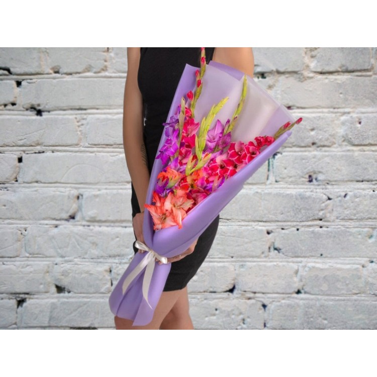 Sale Bouquet of Gladioli MIX in Matte packaging
