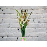 Букет из розовых и белых гладиолусов
