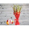 Букет из Разноцветных Гладиолусов в красном фетре
