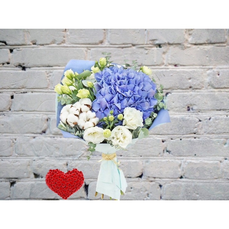 Букет с Гортензией и Хлопком
